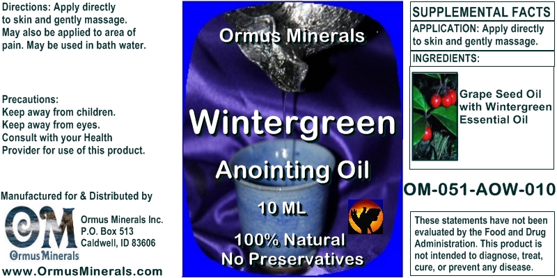 Ormus Minerals Wintergreen Anointing Oil 10 Ml