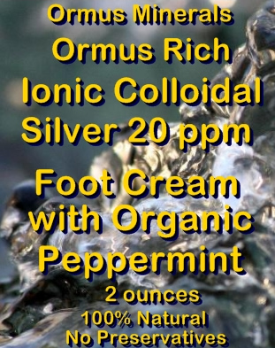 Ormus Minerals -Ormus Rich Ionic Colloidal Silver Foot Cream with Organic peppermint